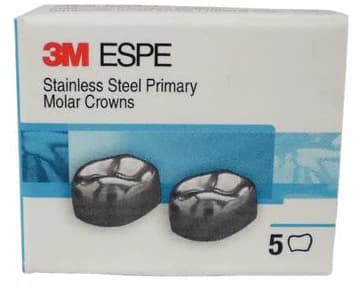 3M ESPE Stainless Steel Primary Molar Crown, First Primary Molar, Lower Right, Size DLR5, Refill Box of 5, D-LR-5 thumbnail 8