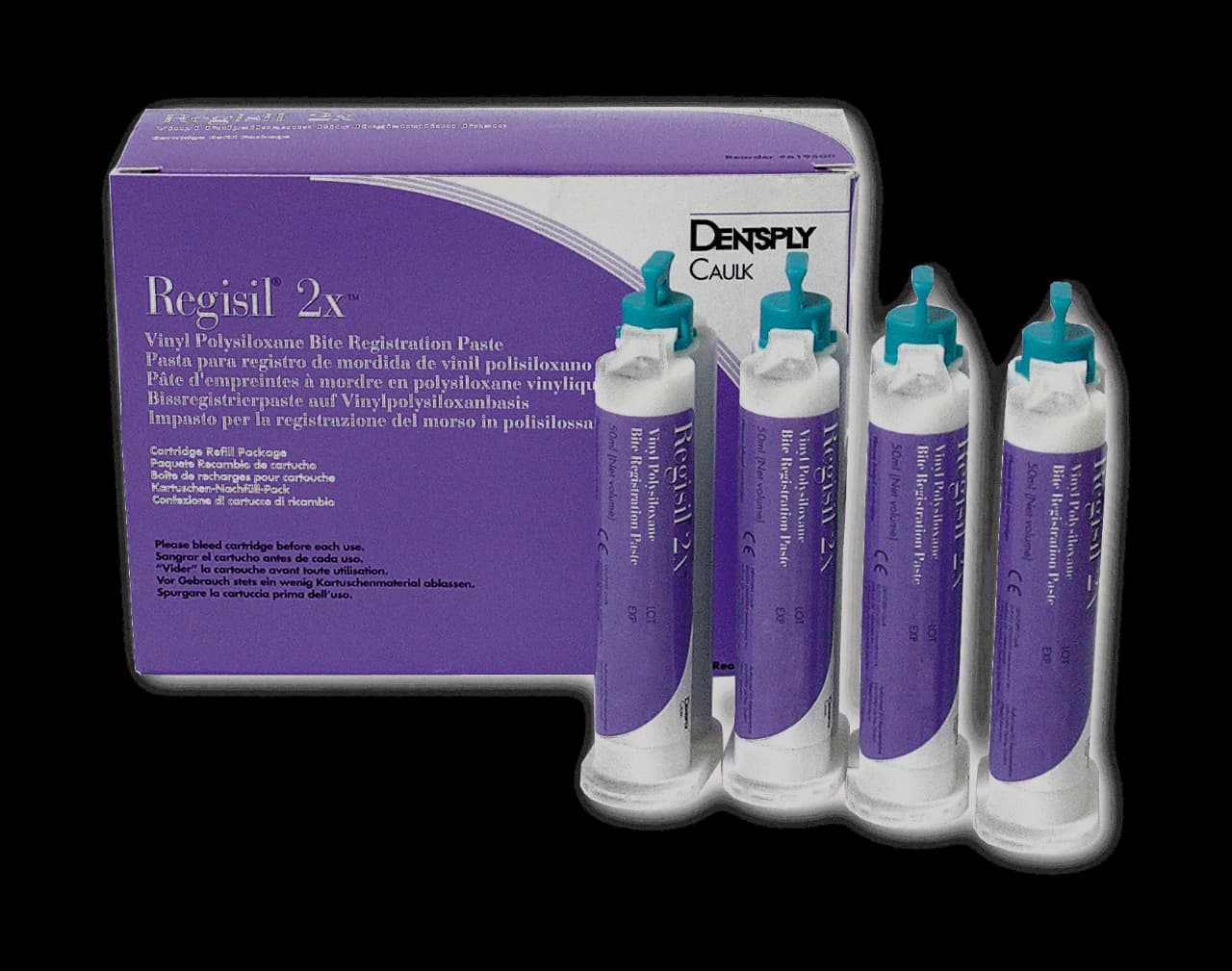 Regisil 2X VPS Bite Registration Material, Regular Set, 50 mL Cartridge Refill, Purple/Teal, 4/Pk, 619500 thumbnail 14