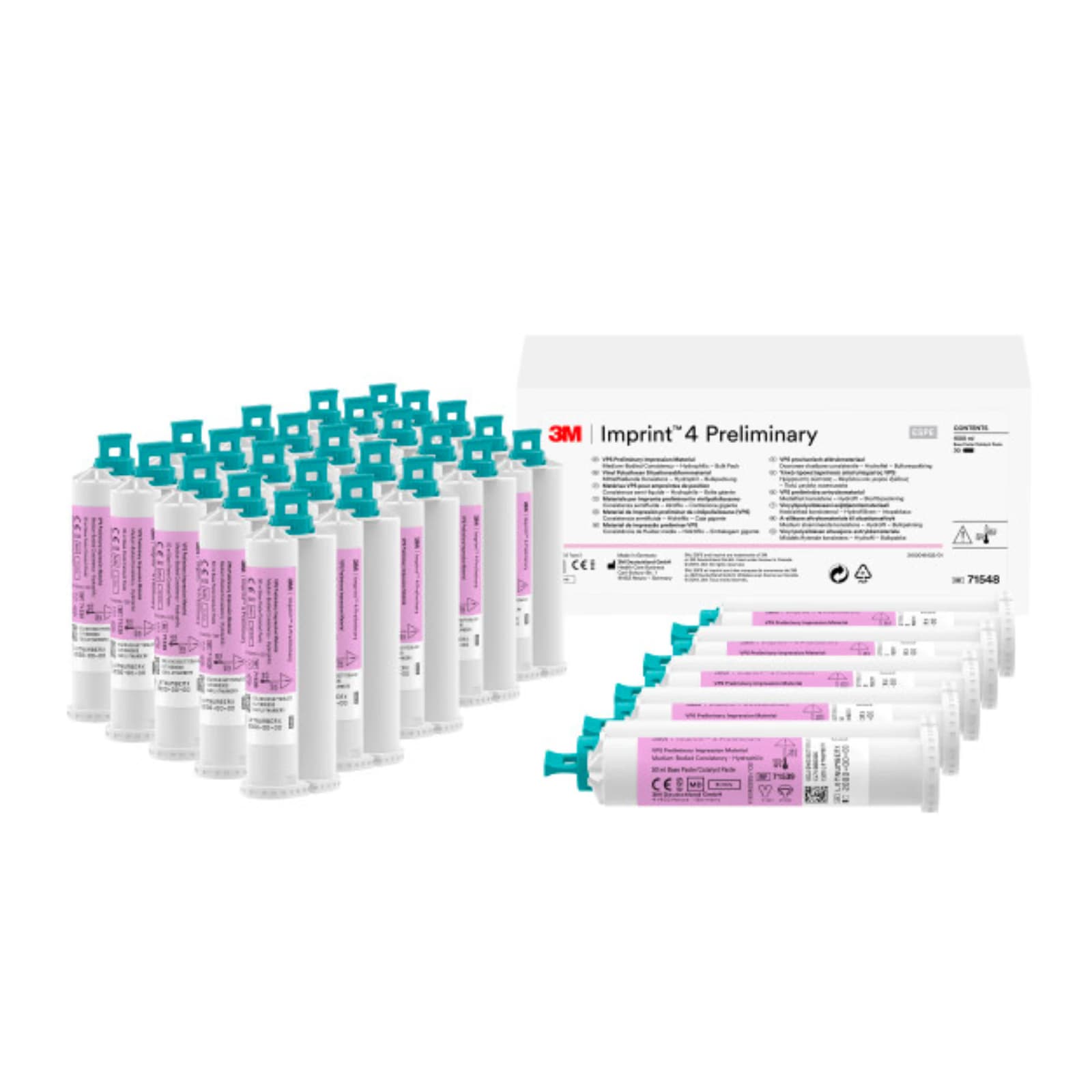 3M (Solventum) Imprint 4 Preliminary VPS Impression Material, Regular Set, Pink, Mint, 50 mL Cartridges, Bulk Pack of 30, 71548 thumbnail 3