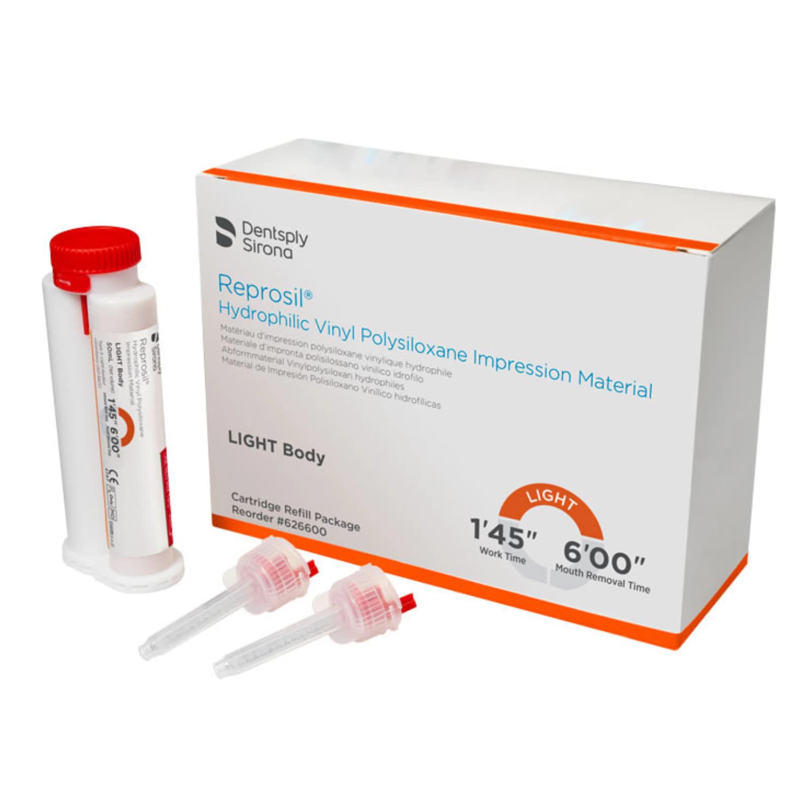 Reprosil Hydrophilic VPS Impression Material, Light Body, Orange, 50 ml Cartridge Refill with Tips, 4/Pk, 626600 thumbnail 11