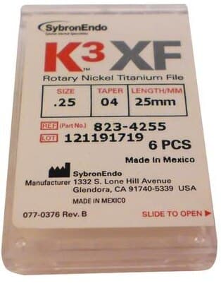 K3XF Nickel Titanium Rotary Files, #25/.04 Taper, 25mm, Red, 6/Pk, 823-4255 thumbnail 9