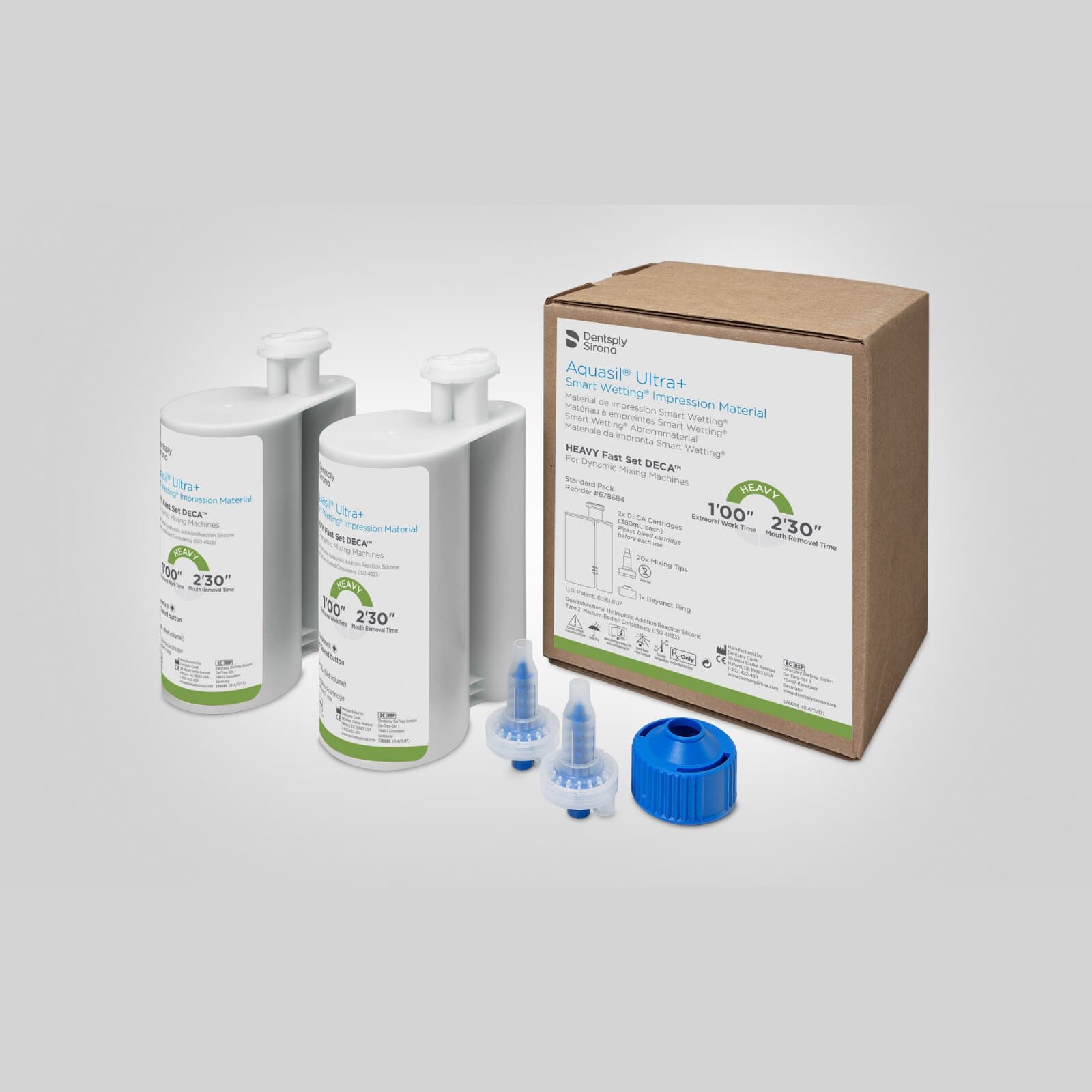 Aquasil Ultra+ DECA Smart Wetting VPS Impression Material, Heavy Body, Fast Set, Light Green, Mint, 2 x 380 ml Cartridges, Standard Pack, 678684 thumbnail 6