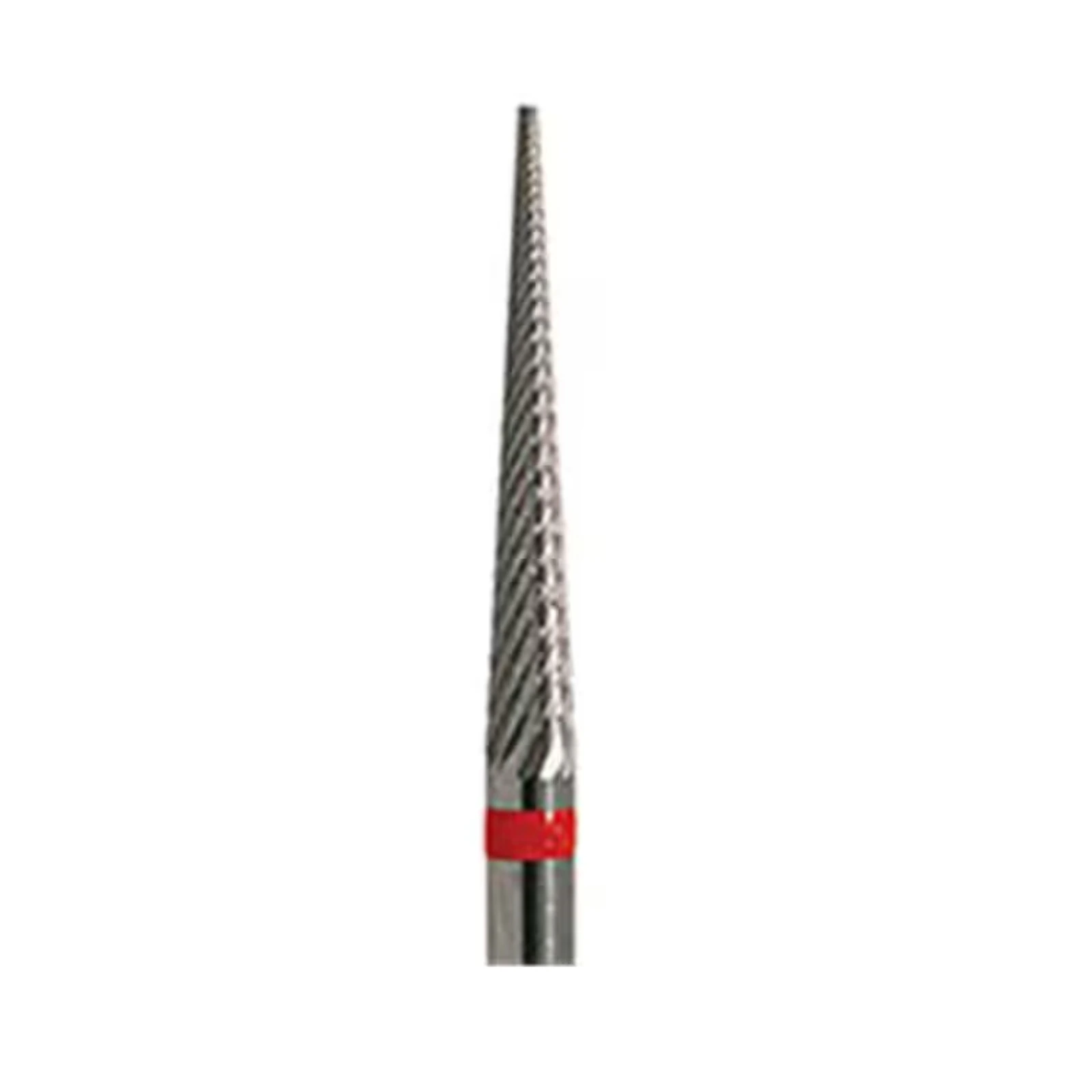 Meisinger Tungsten Carbide Cutter, HM 489FX-023, HP, Tapered Fissure, Flat End, X-Cut Fine, 2.3 mm Diameter, 15.0 mm Head Length, Red Ring, 1 Each thumbnail 2