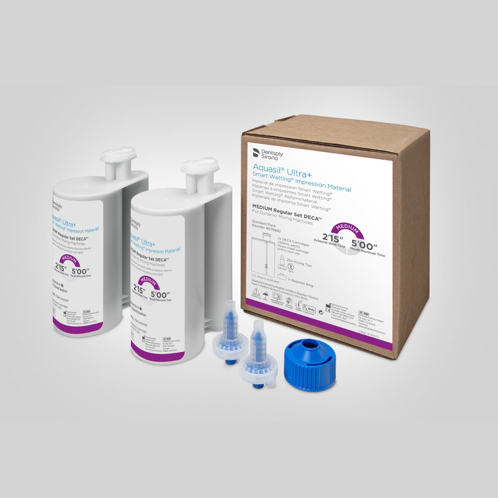 Aquasil Ultra+ Smart Wetting VPS Impression Material, DECA Cartridge Refill, Medium Body, Regular Set, Purple, Mint, 2 x 380 ml, 678682 thumbnail 4