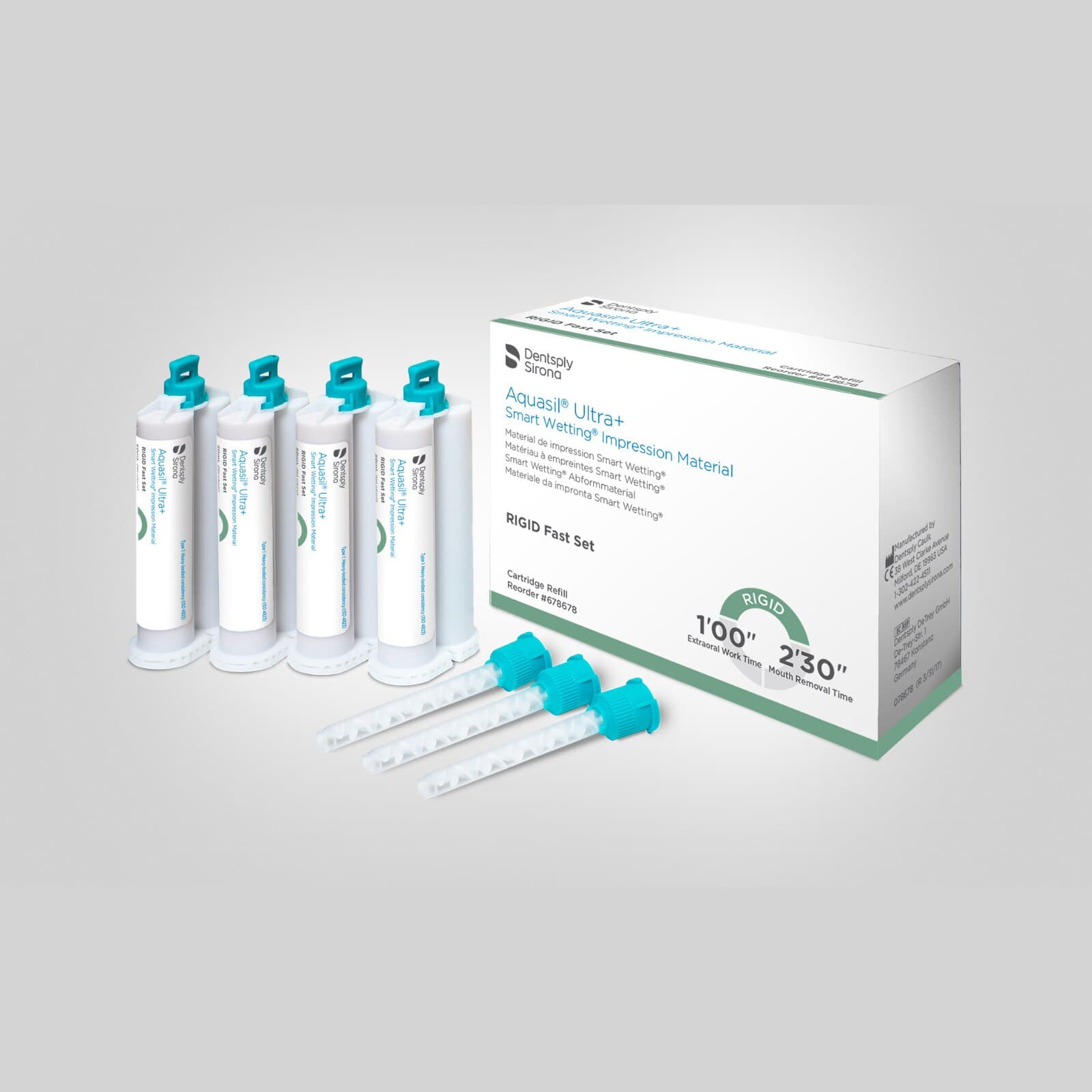 Aquasil Ultra+ Smart Wetting VPS Impression Material, Rigid Body, Fast Set, Light Green, Mint, 50 ml Cartridge Refill, 4/Pk, 678678 thumbnail 4