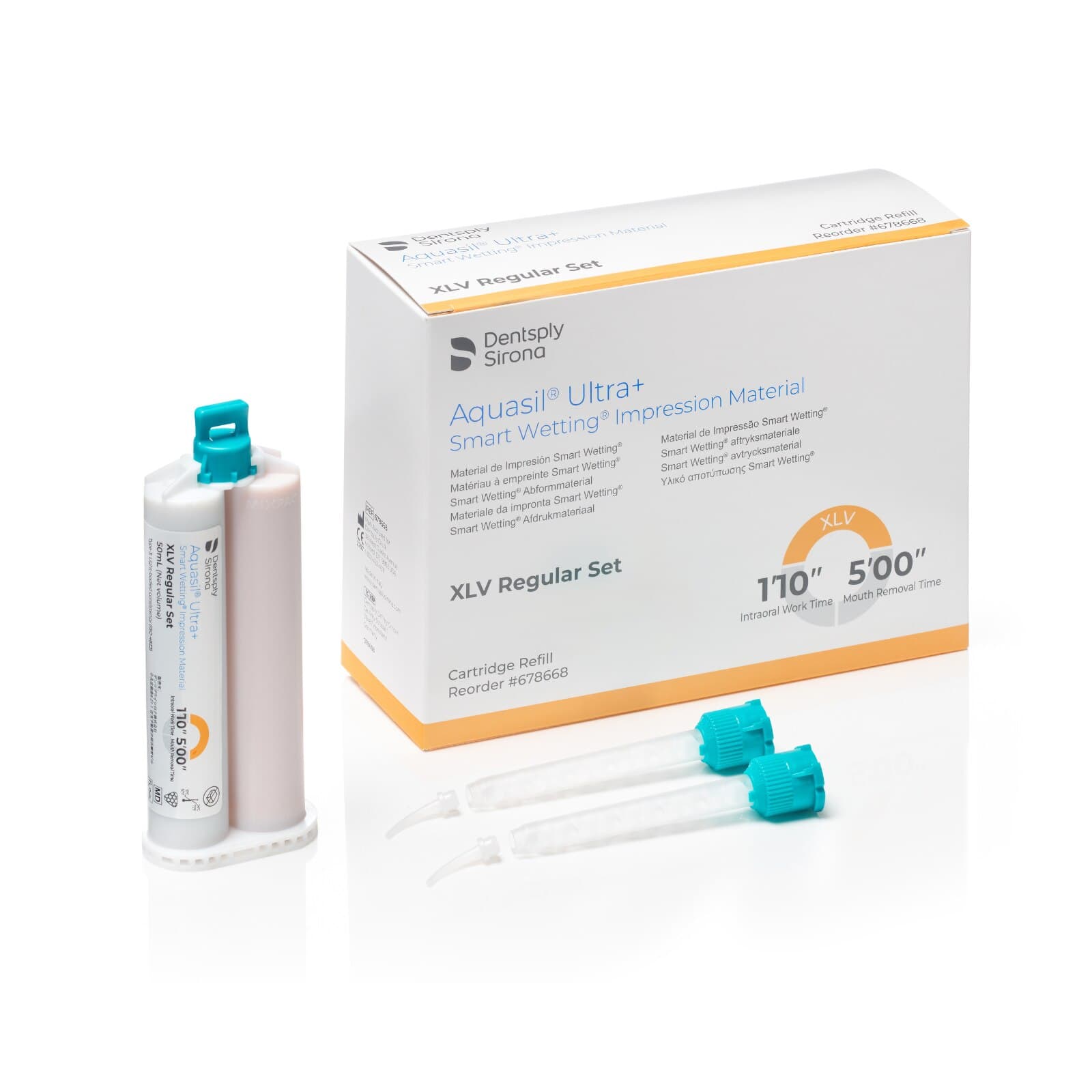 Aquasil Ultra+ Smart Wetting VPS Impression Material, Xtra Light Body (XLV), Regular Set, Mint, Orange, 50 ml Cartridges, 4/Pk, Refill, 678668 thumbnail 15
