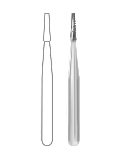 Midwest Operative Carbide Bur #699, FG, Tapered Fissure, Flat End, Crosscut, 6 Flutes, 0.9 mm Diameter, 3.2 mm Length, 100/Bag, 386231 thumbnail 2
