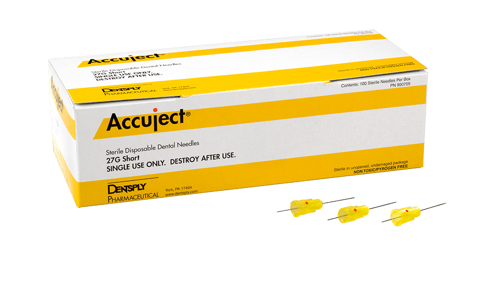 Accuject Disposable Dental Needles, Plastic Hub, 27 Gauge, Short (21mm), Yellow, Sterile, 100/Box, 900705 thumbnail 14