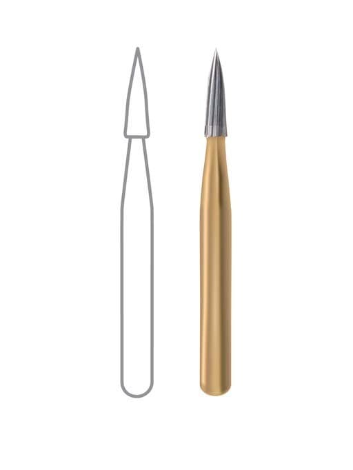 Midwest Trimming and Finishing Carbide Bur, FG - Needle 12 Blade, #7902, 1.0 mm Diameter, 3.8 mm Length, 10/Pkg, 389511 thumbnail 2