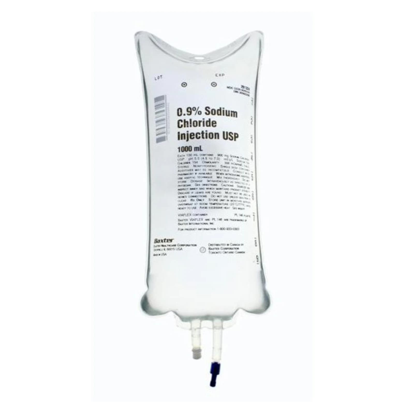Baxter Sodium Chloride 0.9% Injection USP, 1000 mL Viaflex Plastic Container, Case of 14 - Sodium Chloride Injection 0.9% 1000mL Viaflex Plastic Container 14/Cs - Image 1