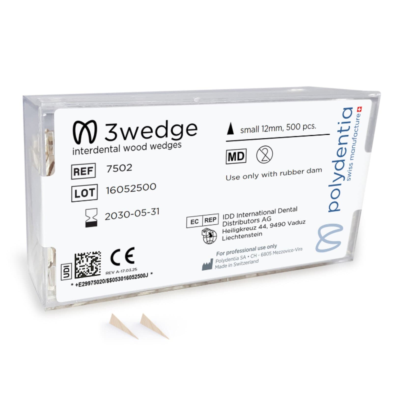 Polydentia 3Wedge Interdental Wooden Wedges, Small (12mm/0.47"), Birchwood, 500/Bx, 7502 thumbnail 2