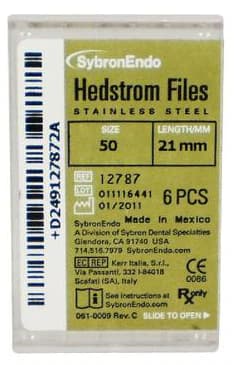 Kerr Endodontics Hedstrom Files, Stainless Steel, 21 mm, Size #50, Yellow, 6/Pk, 12787 thumbnail 8