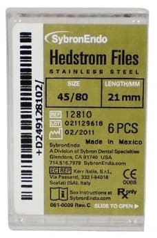 Sybron Endo Hedstrom Files, Stainless Steel, 21 mm, #45-80 Assorted, 6/Pk, 12810 thumbnail 2