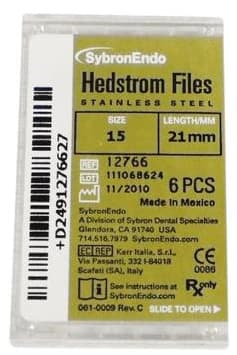 Kerr/SybronEndo Hedstrom Files, Stainless Steel, 21 mm, Size #15, White, 6/Pk, 12766 thumbnail 9