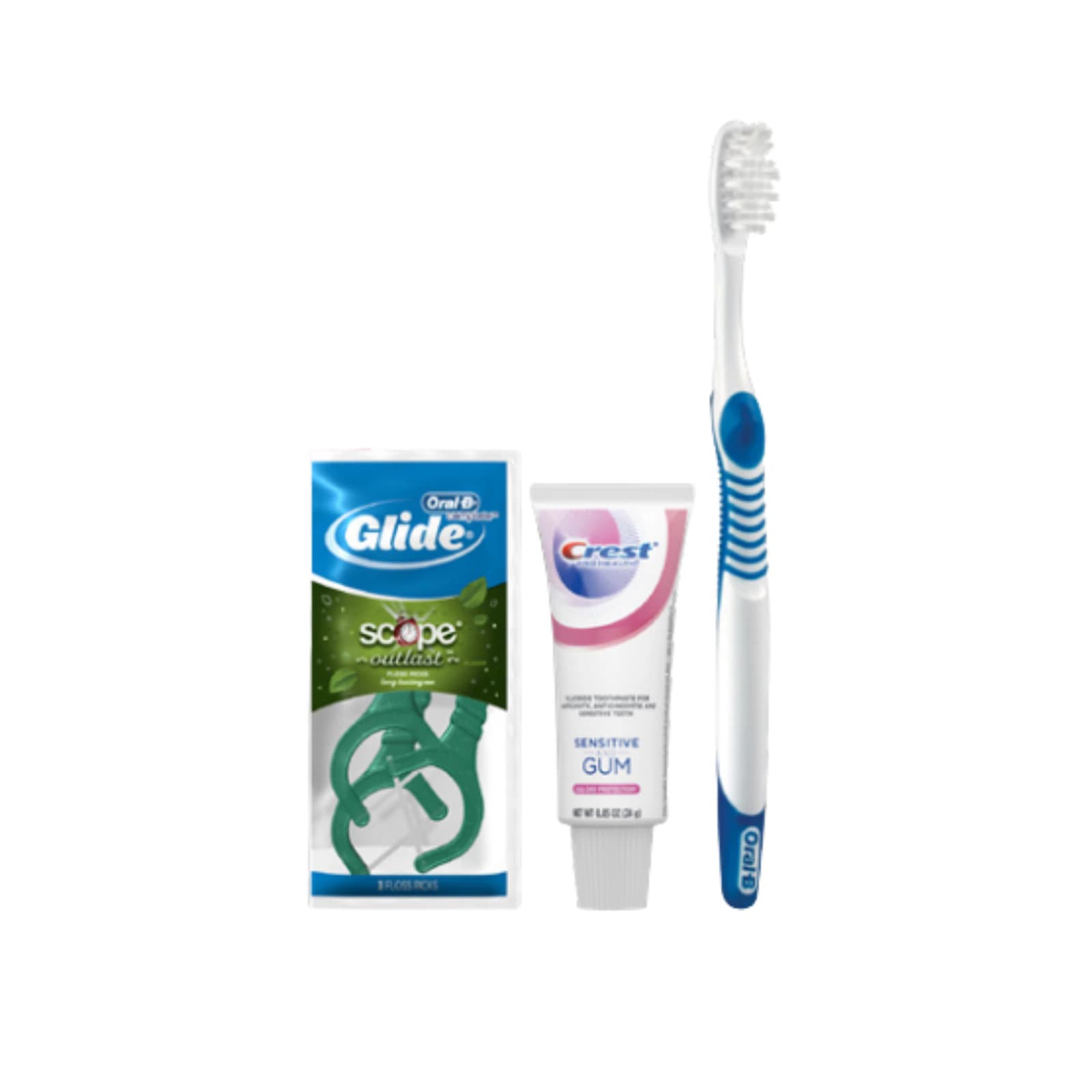 Crest Oral-B Sensitive Solution Manual Toothbrush Bundle with Glide Floss Picks, 72/Case, PGO 80331445 thumbnail 4