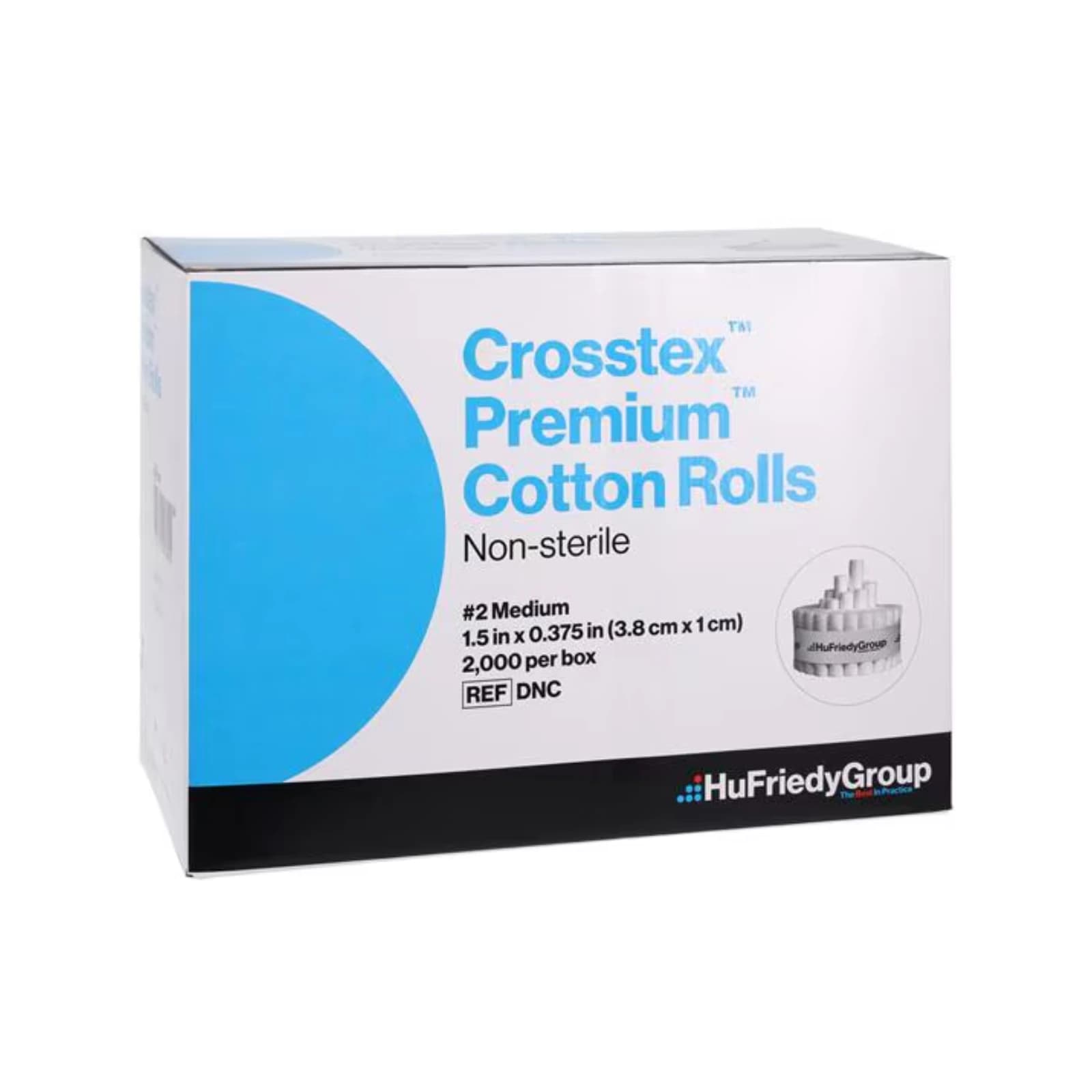 Cotton Rolls #2, Medium, 1.5" x 3/8", Non-Sterile, 2000/Box - Cotton Rolls #2 1.5" x 3/8 Medium N/S 2000/Bx - Image 1