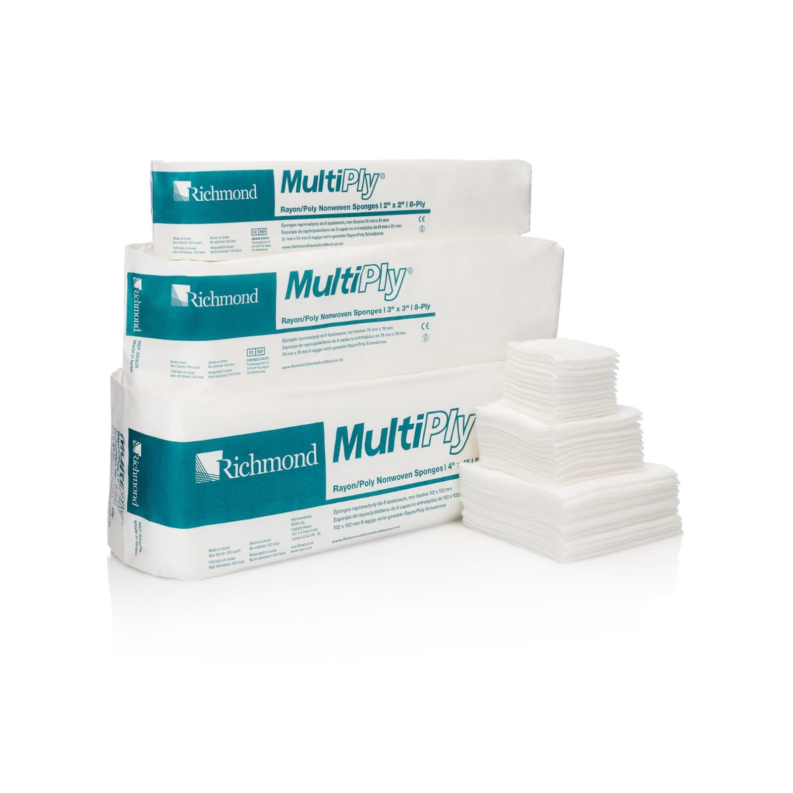 Richmond MultiPly Rayon/Poly Nonwoven Sponges, Non-Sterile, 3" x 3", 8-Ply, 2500/Case thumbnail 2