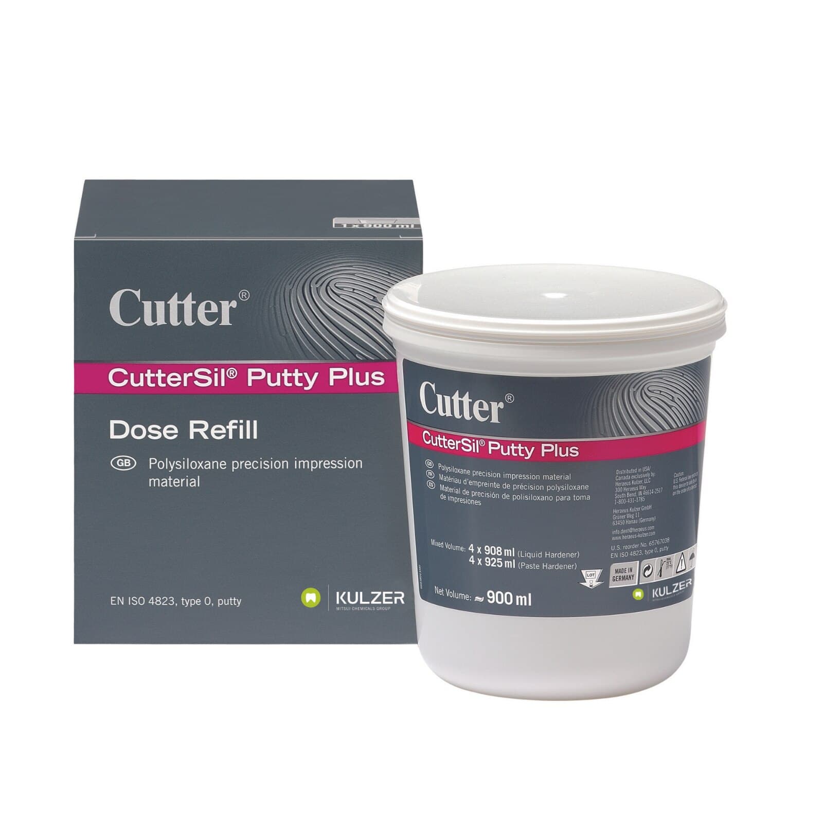 Kulzer CutterSil Putty Plus Silicone Impression Material, Putty Plus Base, 900 ml Tub, 65767038 thumbnail 3