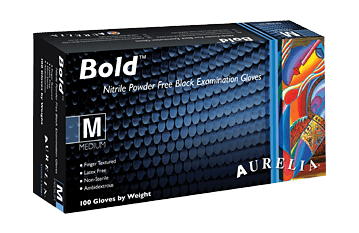 Aurelia Bold Nitrile Exam Gloves, Powder-Free, Textured, Non-Sterile, X-Large, Black, 100/Box - Aurelia Bold XL Nitrile PF Txt Gloves, Black (100) - Image 1