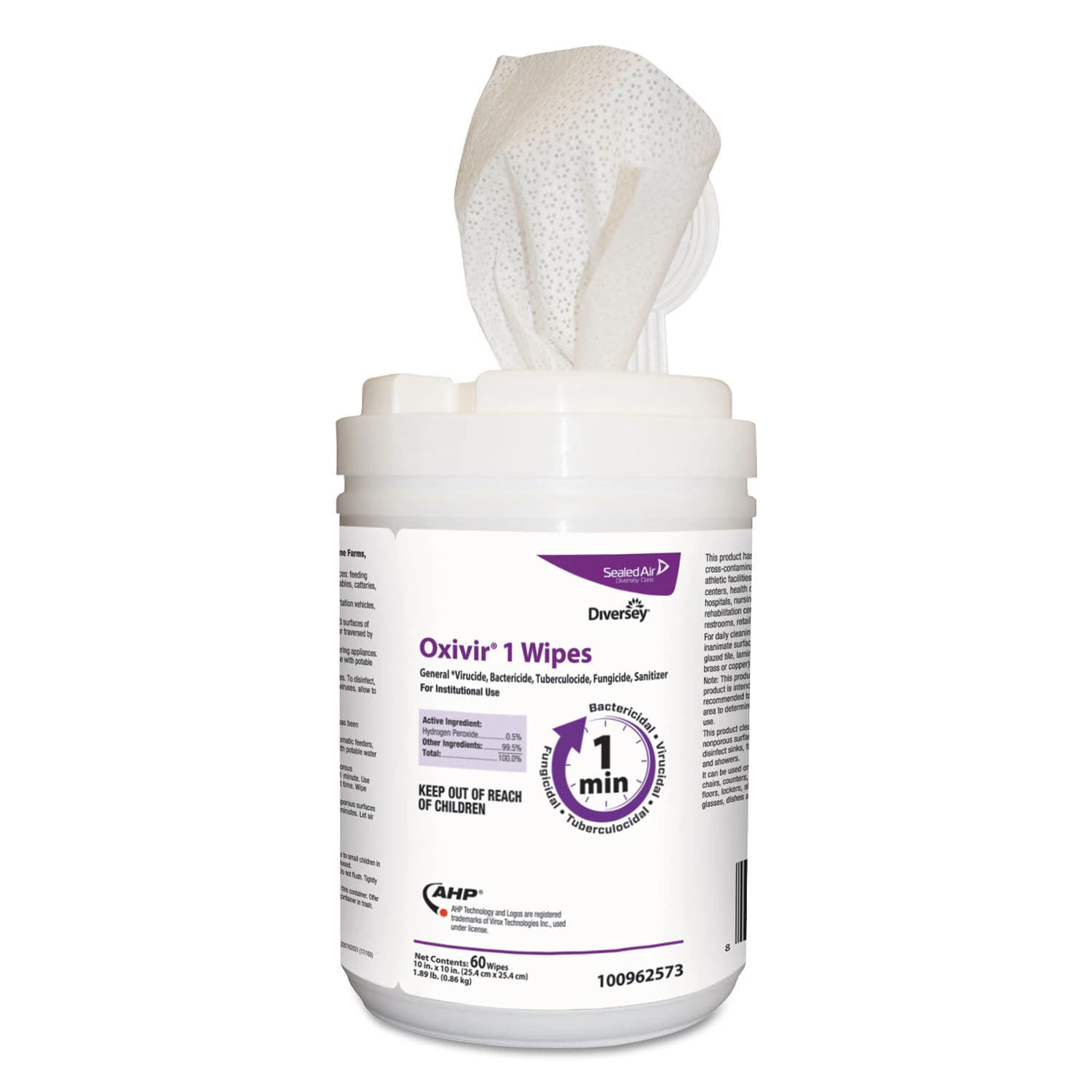 Diversey Oxivir 1 Surface Disinfectant Wipes, 6" x 7", 160 Wipes/Canister, 100850923 thumbnail 6