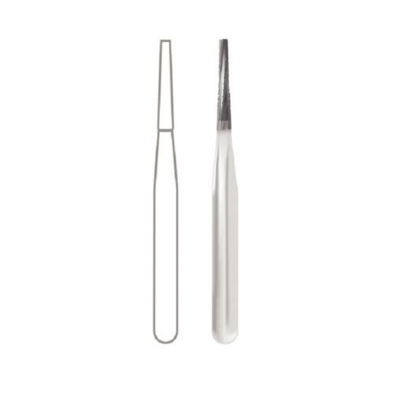Midwest Operative Carbide Bur #699-L, FG, Tapered Fissure, Flat End, Crosscut, 6 Flutes, 0.9 mm Diameter, 4.9 mm Length, 10/Pkg, 389248 thumbnail 2