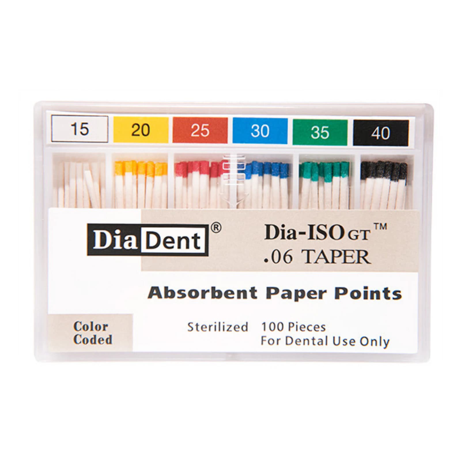 DiaDent Dia-ISO GT Absorbent Paper Points, .06 Taper, Assorted #15-40, 100/Box thumbnail 3