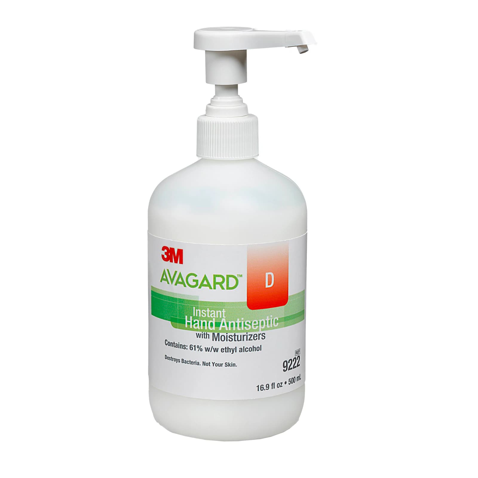 3M Avagard D Instant Hand Antiseptic with Moisturizers, 61% Ethyl Alcohol, Fragrance Free, 16 oz (500 mL) Pump Bottle, 9222 thumbnail 5
