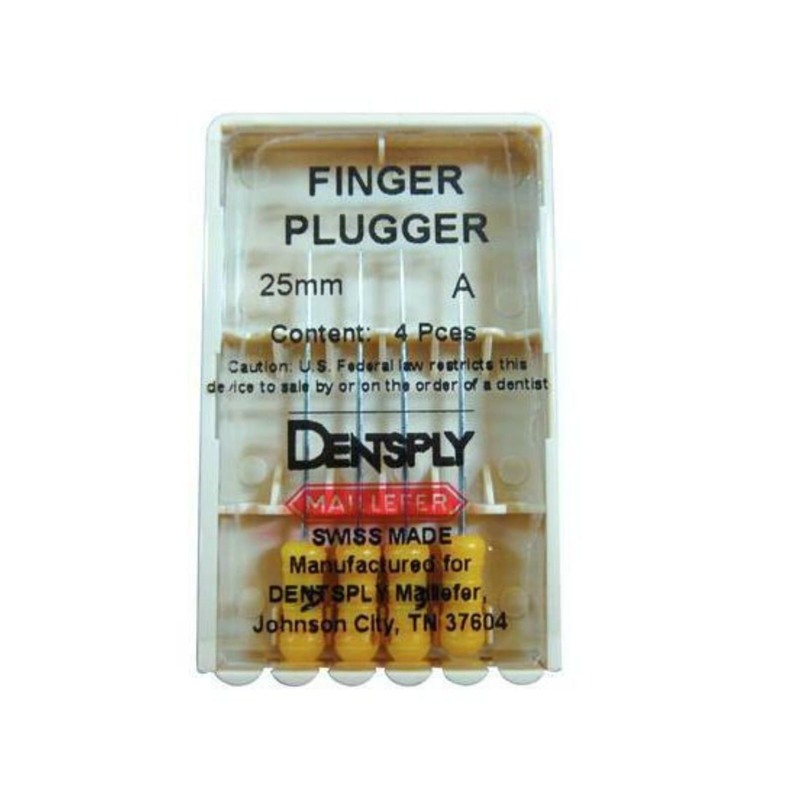 Dentsply Maillefer Finger Plugger, Size 20A (Yellow), Plastic Handle, 25mm, 4/Pkg, 671710 thumbnail 5