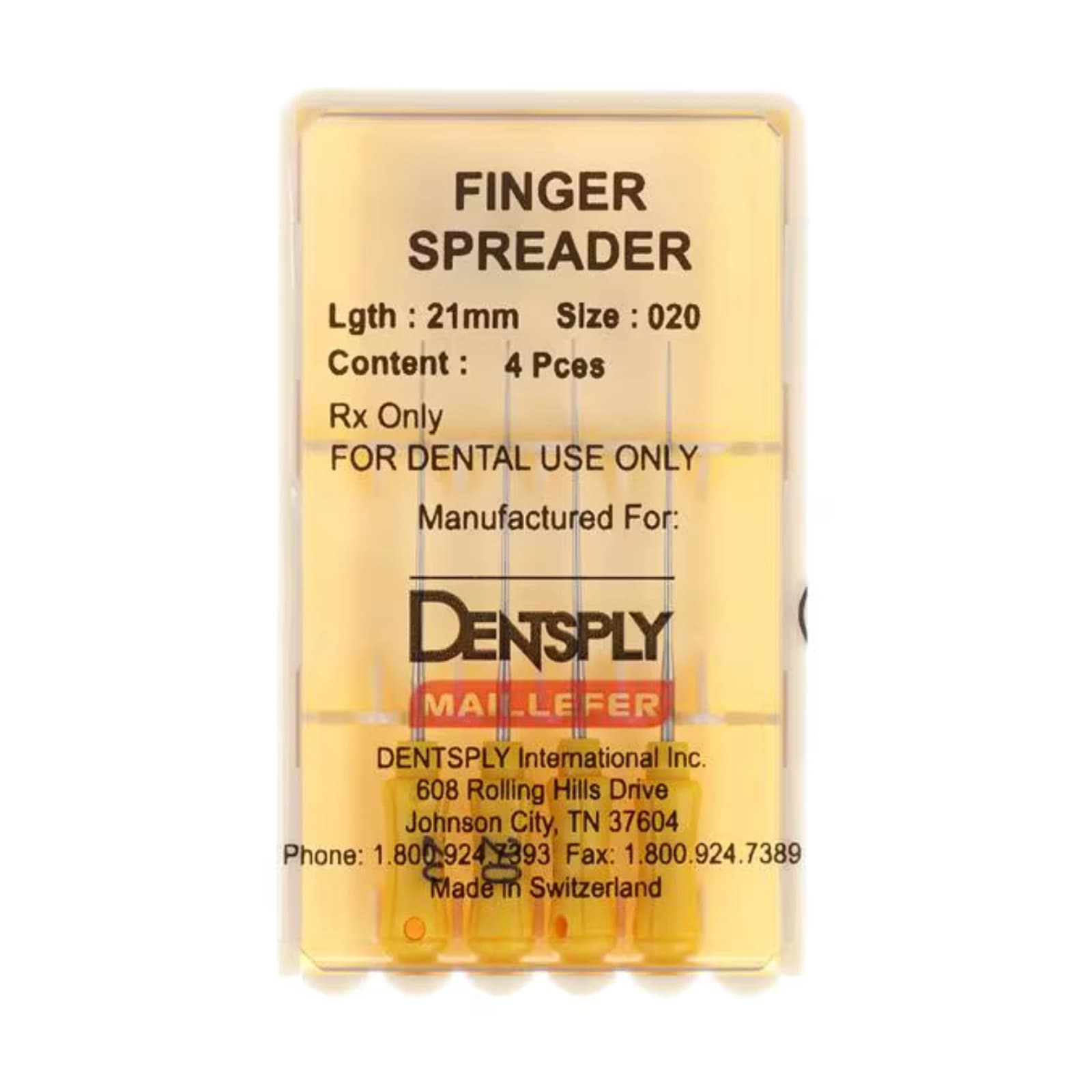 Dentsply Maillefer Finger Spreaders, Size #20, 21mm, Yellow, 4/Pk, 671721 thumbnail 5