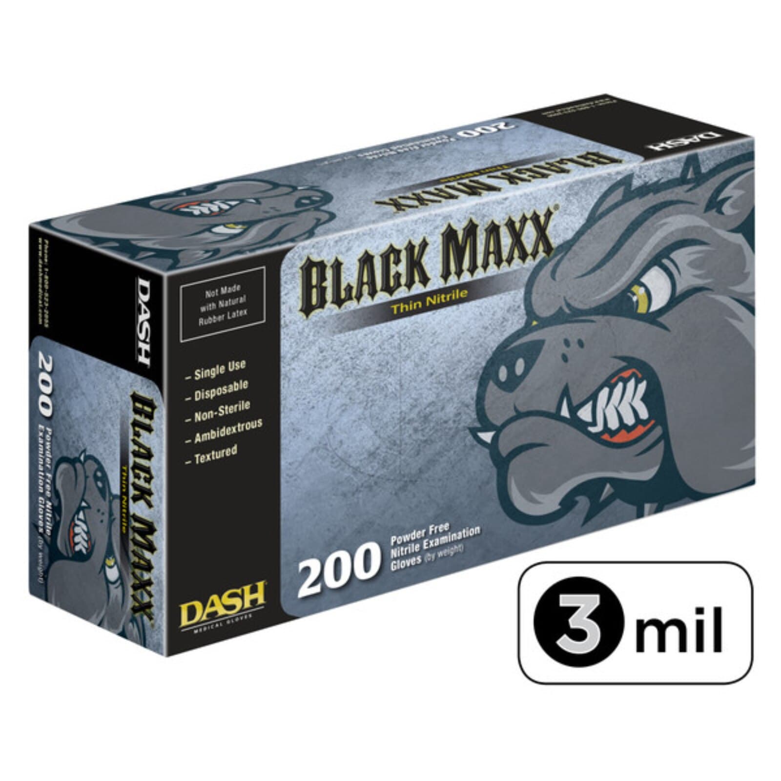 Black Maxx Thin Nitrile Exam Gloves, Powder-Free, Non-Sterile, Medium, Black, 200/Box, BMNT200M thumbnail 3