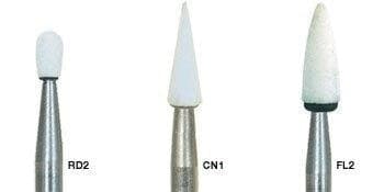 Shofu Dura-White Stones, HP, RE1 (Round Edge Wheel, ISO #062), White, Aluminum Oxide, 12/Pk, 0209 thumbnail 6