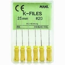 Mani K-File, Stainless Steel, 25 mm, ISO #20, Yellow, Safe-End Tip, 6/Pk, MK2520 thumbnail 6