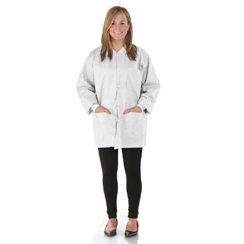 SafeWear Hipster Jacket, Medium, White Frost, 45 g/m2 SMS, AAMI Level 2, 12/Pk, 8105-B thumbnail 9