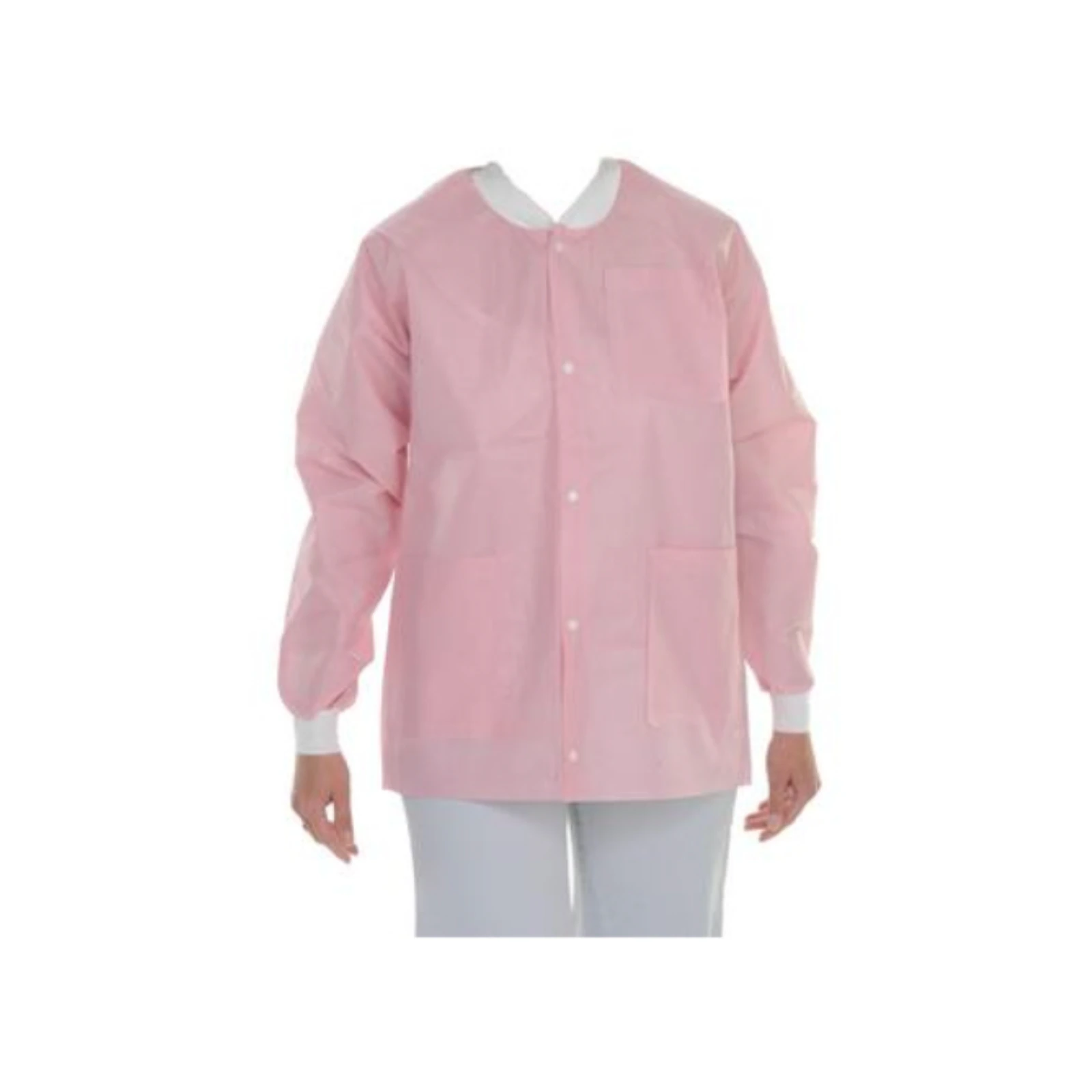 ValuMax Extra-Safe Hip-Length Lab Jacket, Pink, X-Large, AAMI Level 3, Fluid Resistant, Latex-Free, 10/Pack - Extra-Safe Pink Jacket X-Large Latex-Free Fluid Resistant AAMI Level 3 Pack of 10 - Image 1
