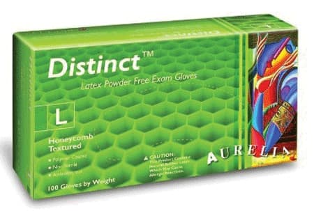 Aurelia Distinct Latex Examination Gloves, Powder-Free, Honeycomb Textured, Small, White, 100/Box - Aurelia Distinct SM Latex PF TXT Gloves (100) - Image 1
