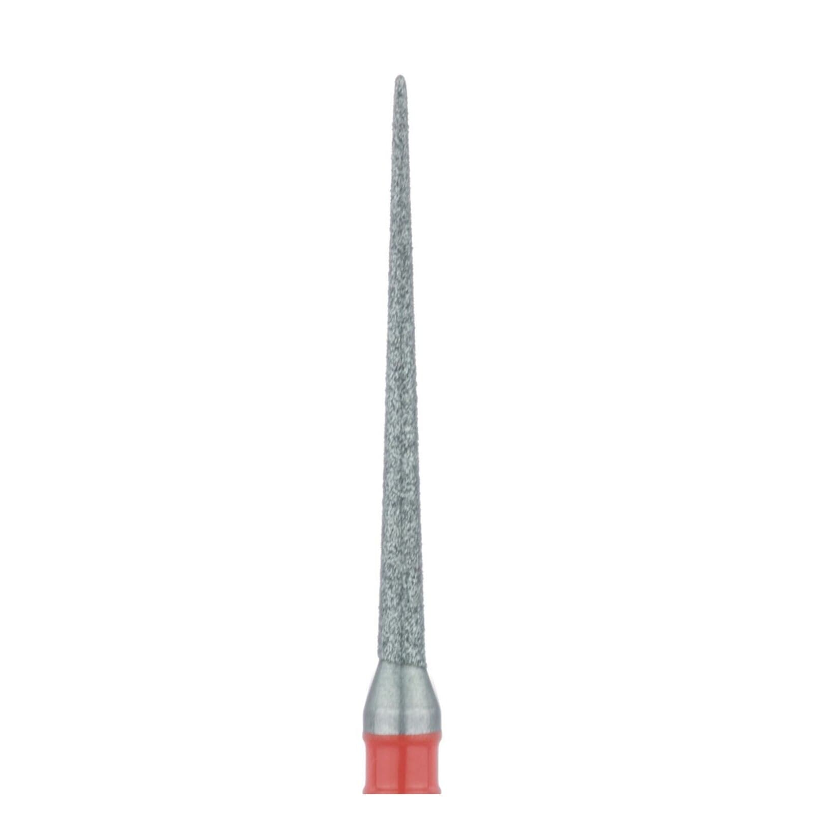 Meisinger FG #859LF.010 Fine Needle-Shaped Interproximal Reduction Diamond Bur, 1.0 mm Head, 12 mm Working Length, Red Ring, 5/Pk thumbnail 3