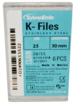 Kerr K-Files, Stainless Steel, 30 mm, #25, Red, 6/Pk, 06155 thumbnail 12