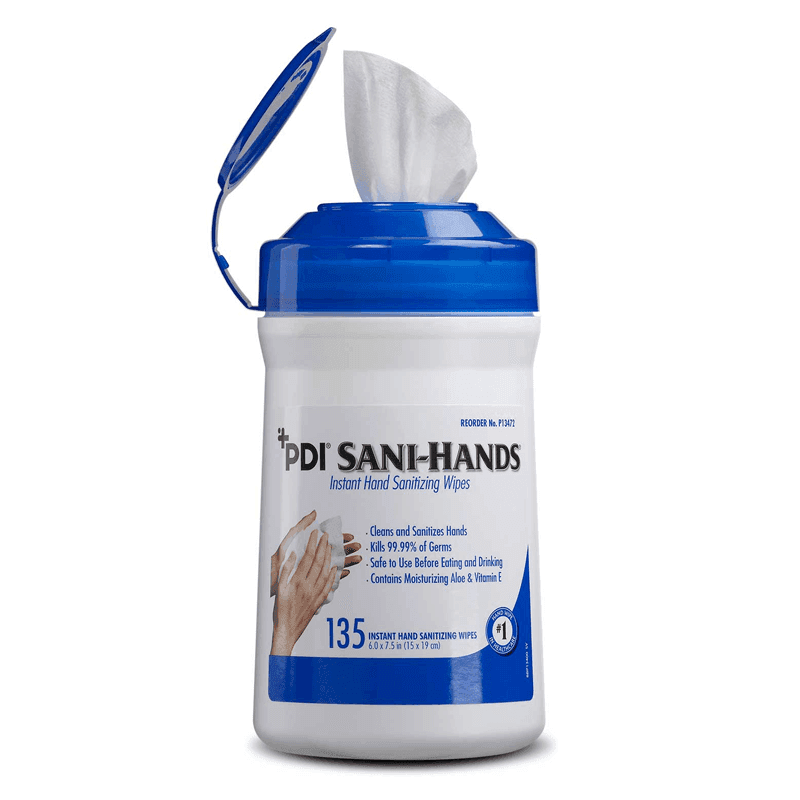 PDI Sani-Hands Instant Hand Sanitizing Wipes, 6" x 7.5", 135/Canister, P13472 thumbnail 5