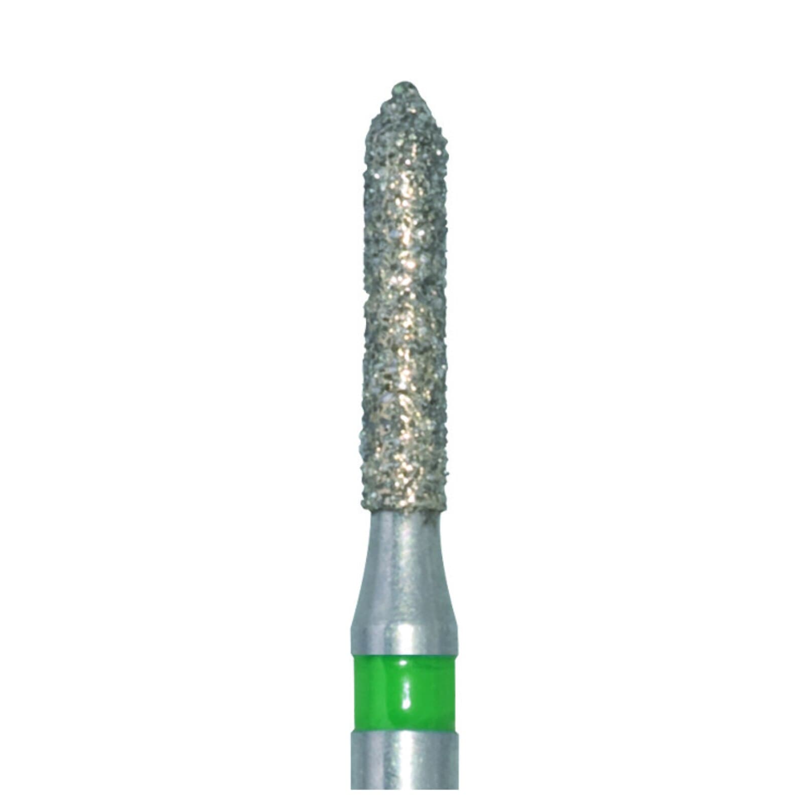 Meisinger 884G-012-FG Diamond Bur, Coarse (Green), Pointed Cylinder with Bevel Tip, Friction Grip, 1.2 mm Head Diameter, 6.0 mm Head Length, 5/Pkg thumbnail 3