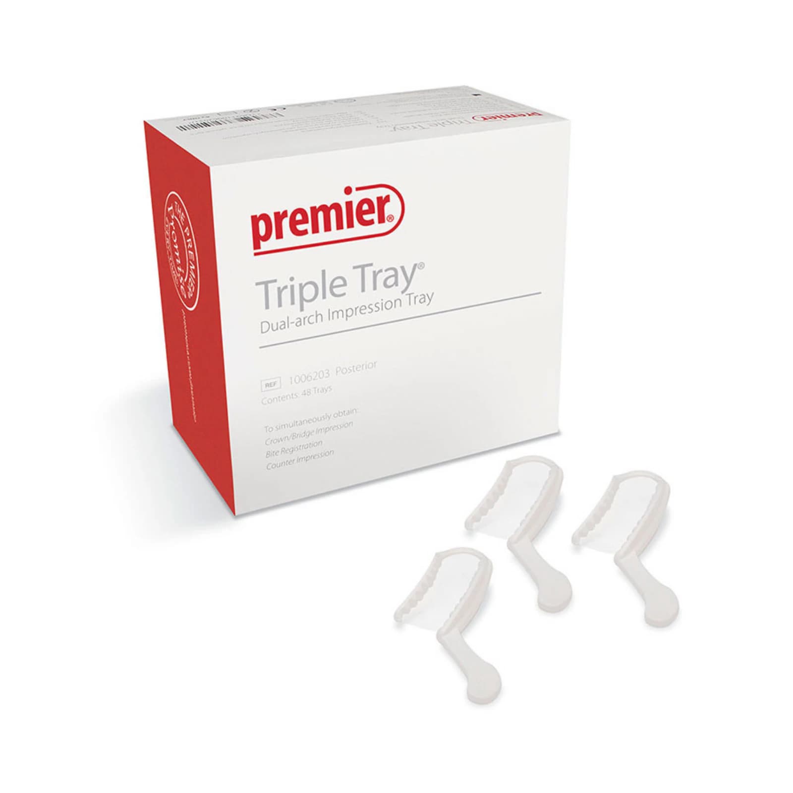 Premier Triple Tray Dual-Arch Impression Trays, Extended Quadrant, 35/Box, 1006253 thumbnail 7