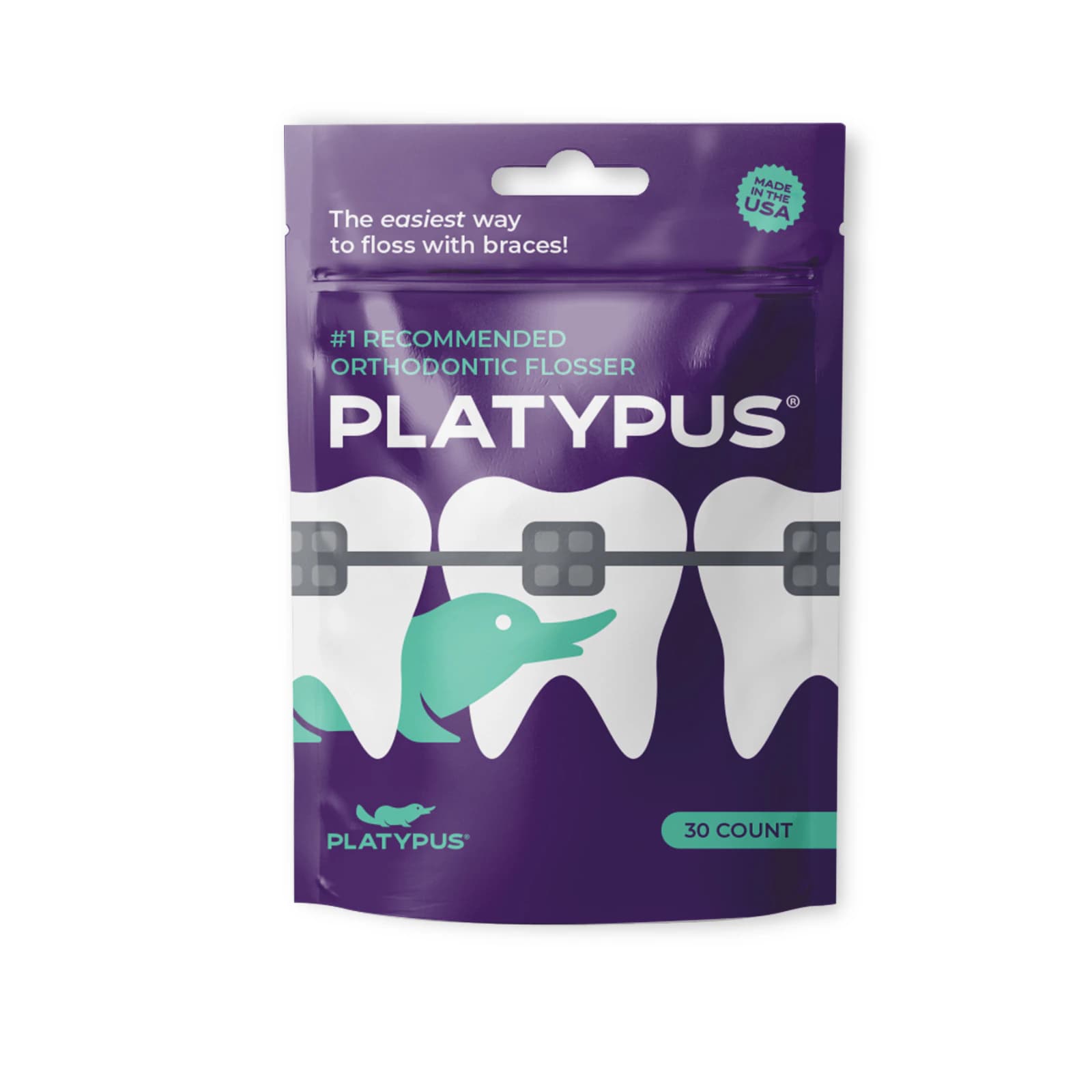 Platypus Orthodontic Flossers, No Threader Required, with Interdental Pick, 30/Bag, T130 thumbnail 8