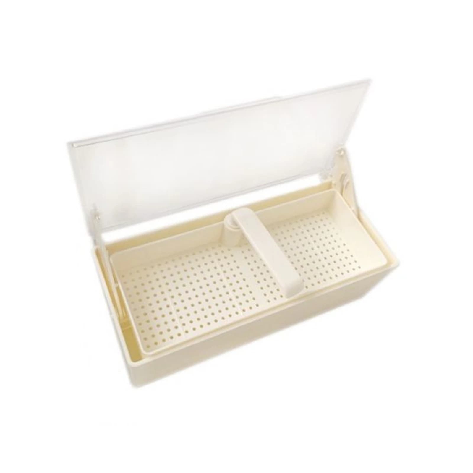 Plasdent White Germicide Tray with Clear Lid, 10-3/8"L x 4"W x 3-1/4"H - White Germicide Tray w/Clear Lid - Image 1