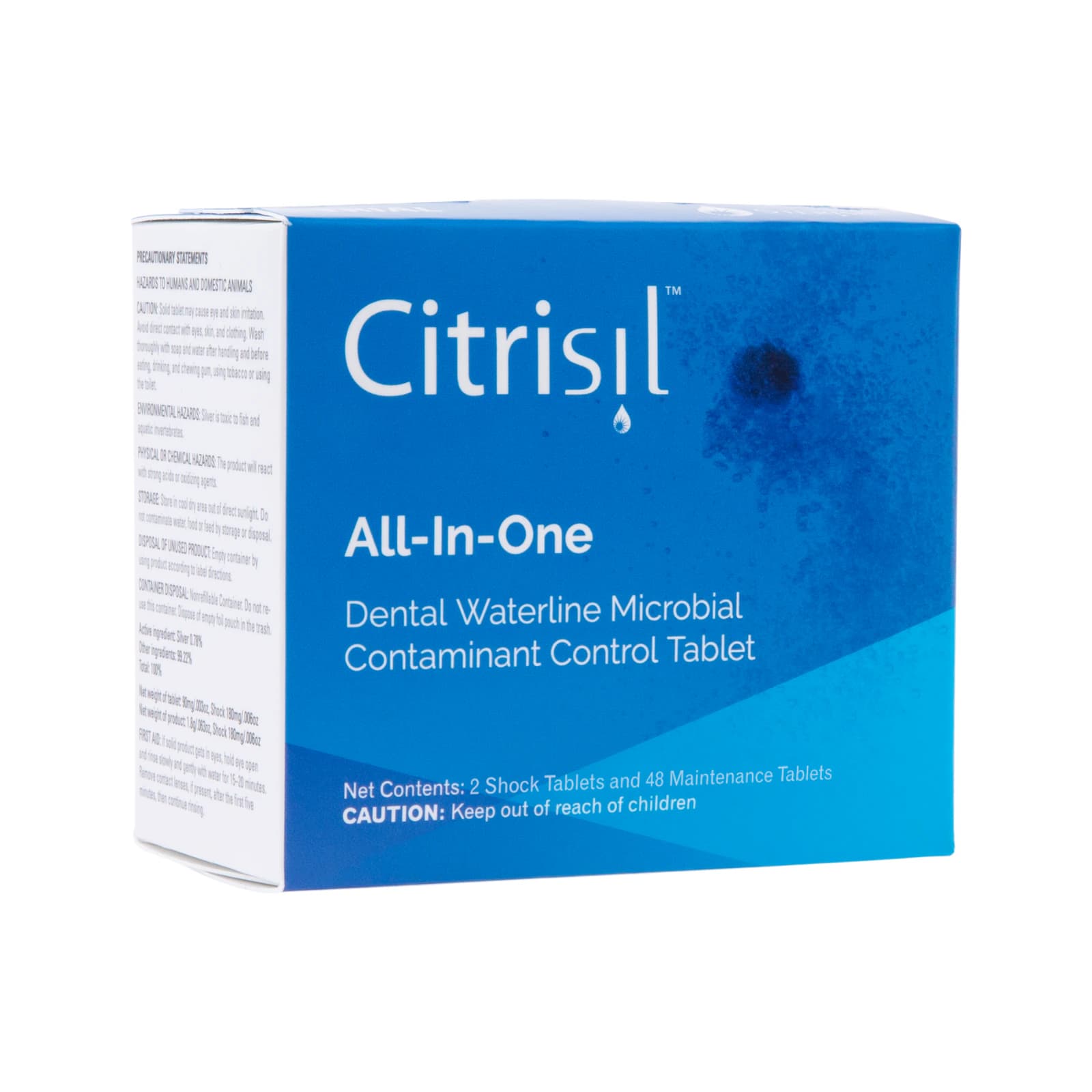 Sterisil Citrisil Dental Waterline Maintenance Tablets, Blue, for 0.7–1L Bottles, 48 Tablets/Box - Citrisil Maintenance Tablets 48/Box Blue .70-1L Bottles - Image 1
