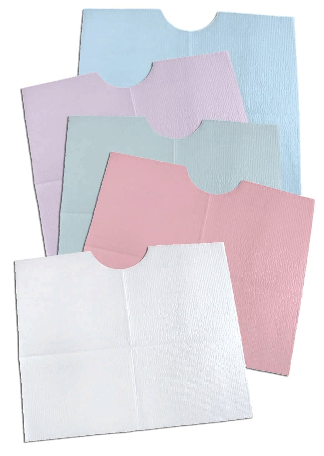 Tidi Products Contour Neck Patient Bibs, 17" x 18", 3-Ply Tissue with 1-Ply Poly Backing, Blue, 500/Case thumbnail 2