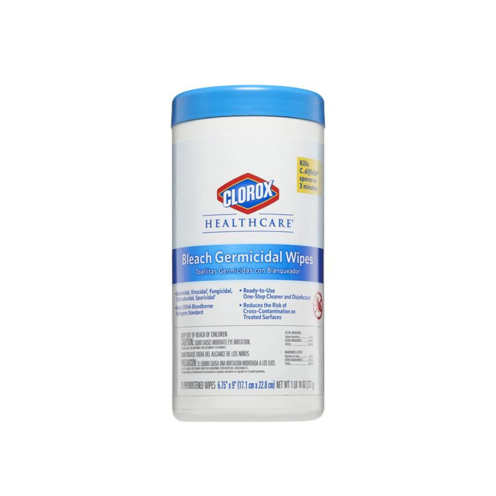 Clorox Healthcare Bleach Germicidal Wipes, 70 Count Canister, 6 Canisters/Case - Clorox Healthcare Bleach Germicidal Wipes - Image 1