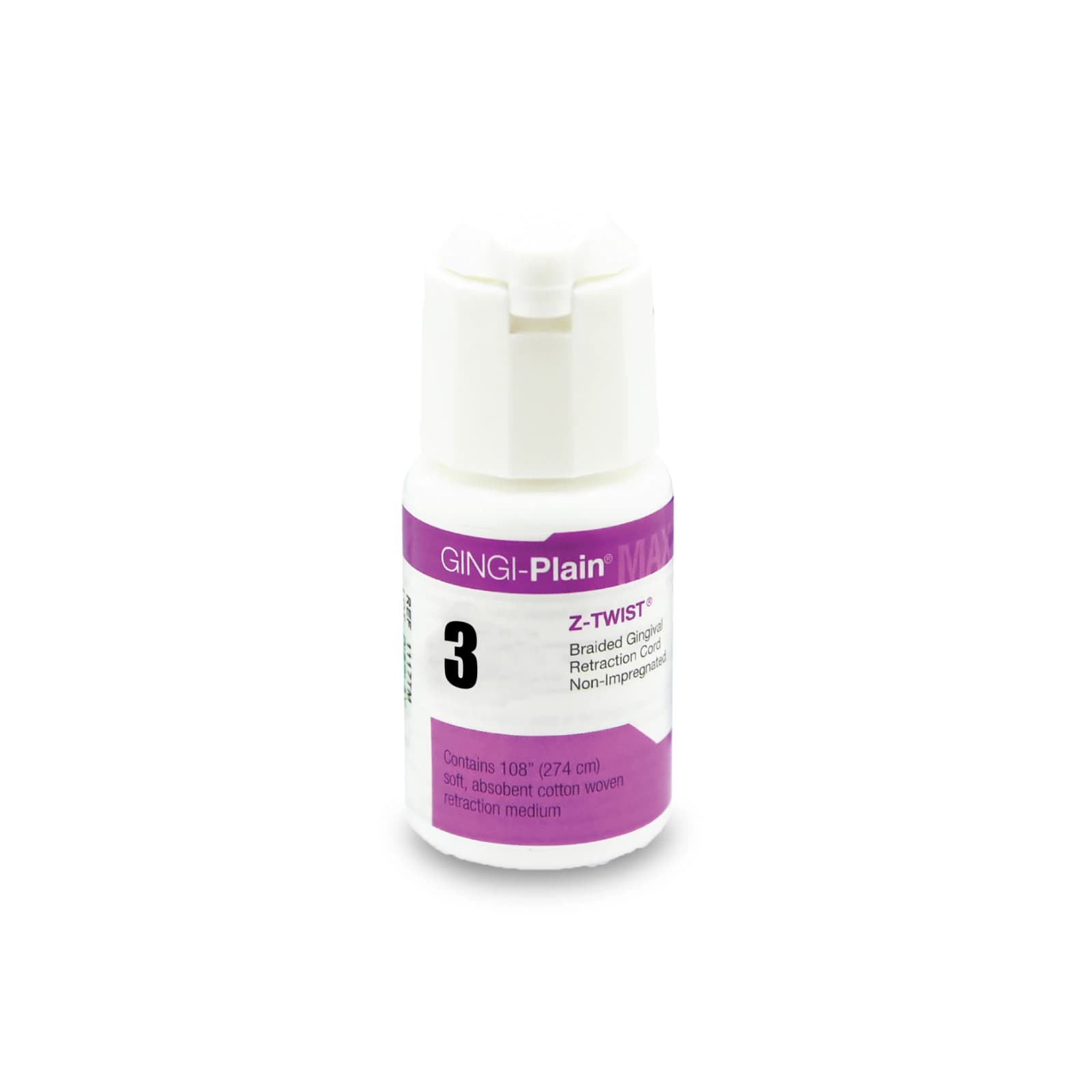 Gingi-Plain® MAX Z-Twist® #3 Weave Non-Impregnated Retraction Cord, 108" per Bottle, 11173M thumbnail 2