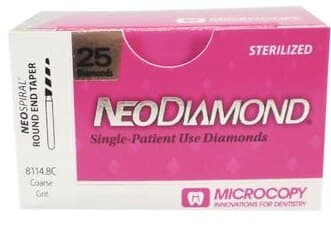 NeoDiamond NeoSpiral Round End Taper FG Diamond Bur, Coarse, 1.4mm, 25/Pk, 8114.8C thumbnail 2