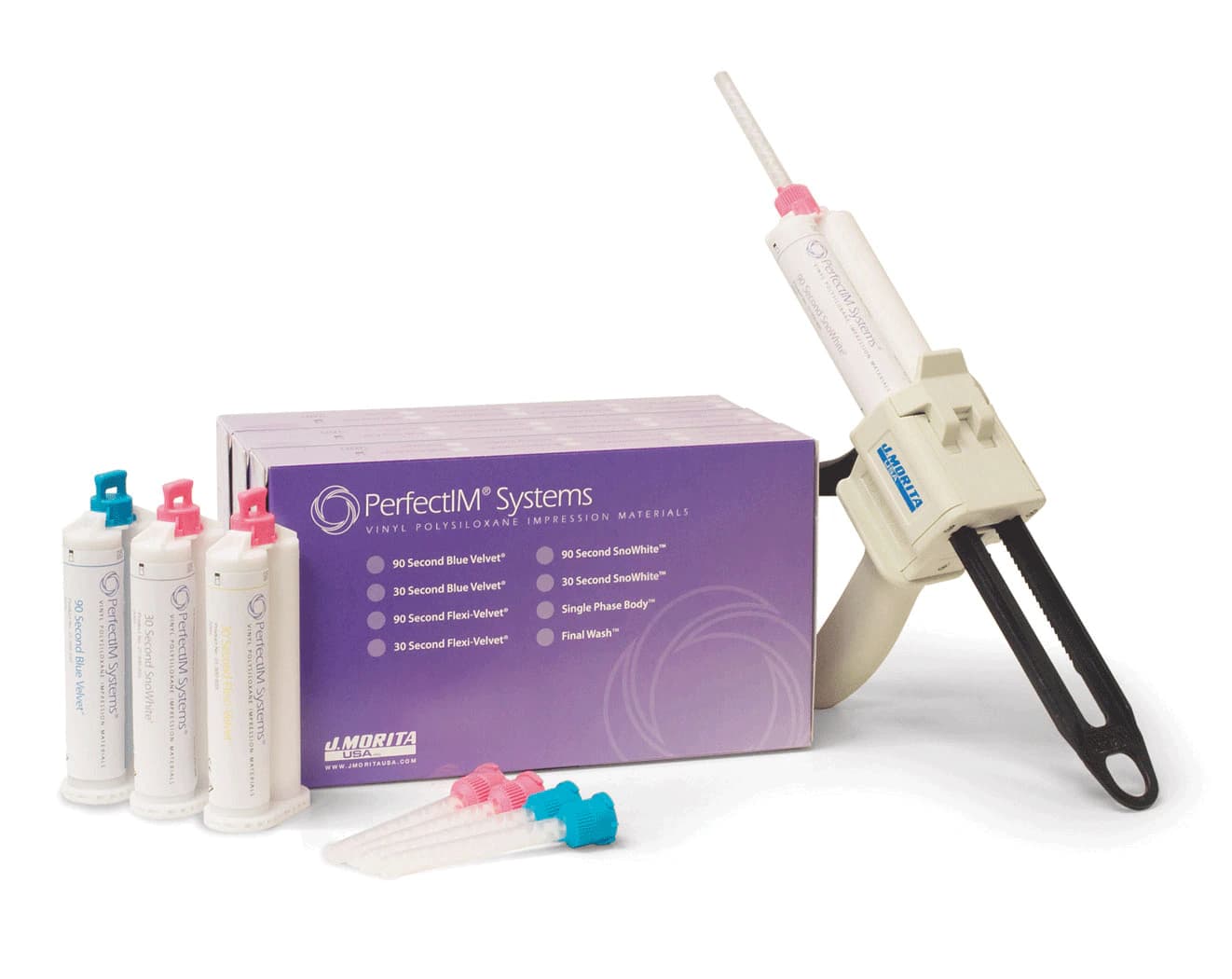 PerfectIM SnoWhite Vinyl Polysiloxane Impression Material, 30 Second Cartridge Kit, 3 x 50 ml Cartridges + 12 Mixing Tips, 21-300925 thumbnail 2