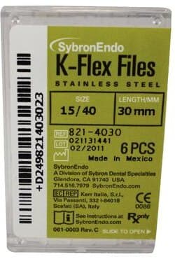 Kerr K-Flex Endodontic Files, Stainless Steel, 30mm, #15-40 Assorted, 6/Pack, 821-4030 thumbnail 8