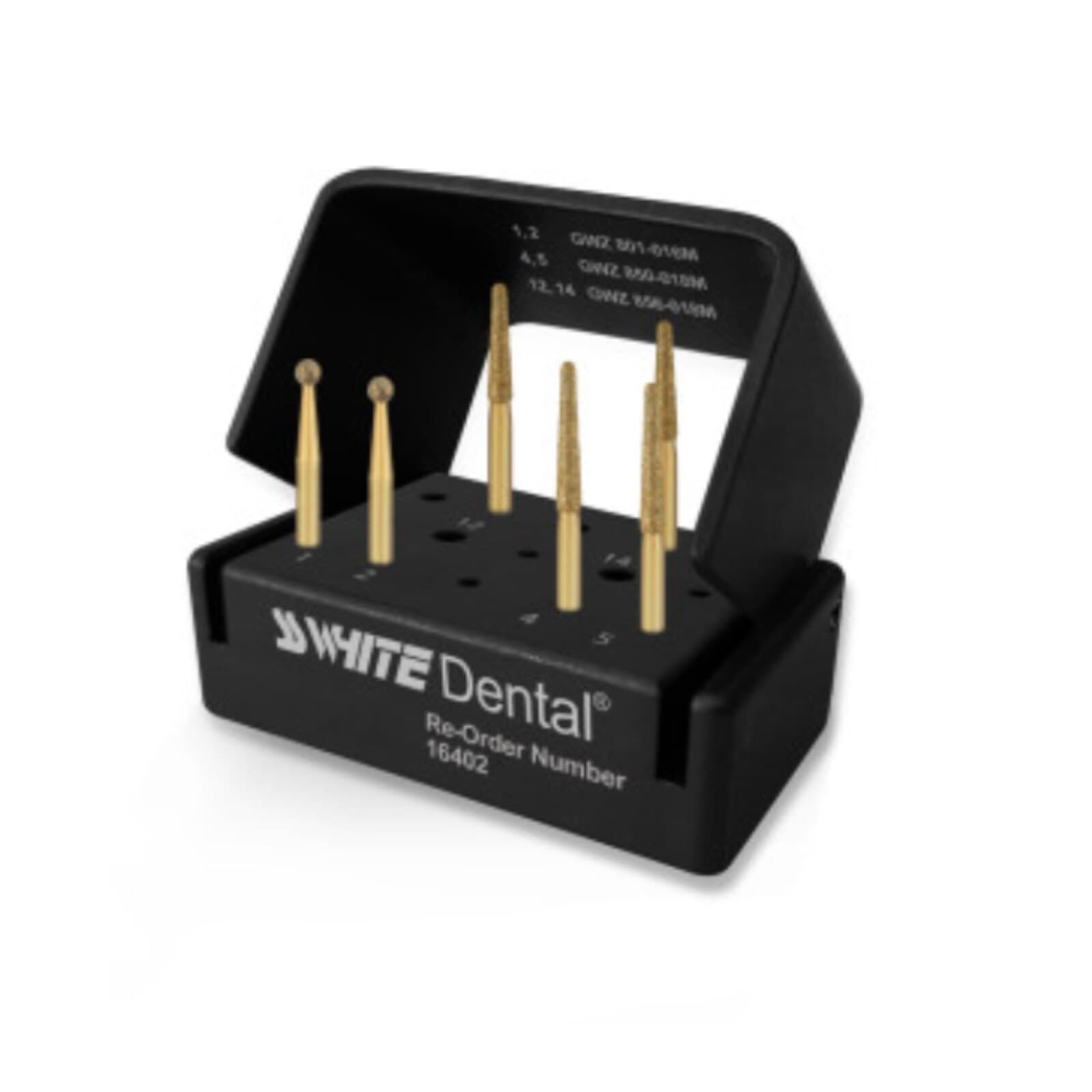 SS White Great White Z Master Zirconia Crown Removal Kit, 6 Burs, 16402 thumbnail 2